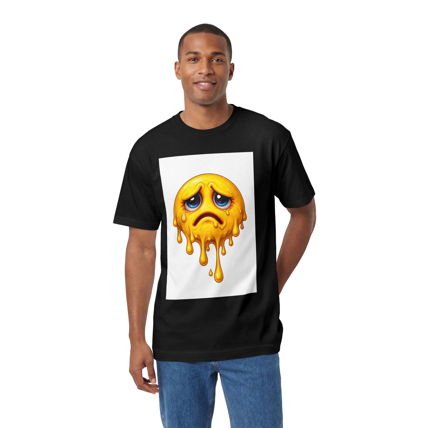 Melting Sad Emoji T-Shirt — Dripping Sad Face Graphic Tee